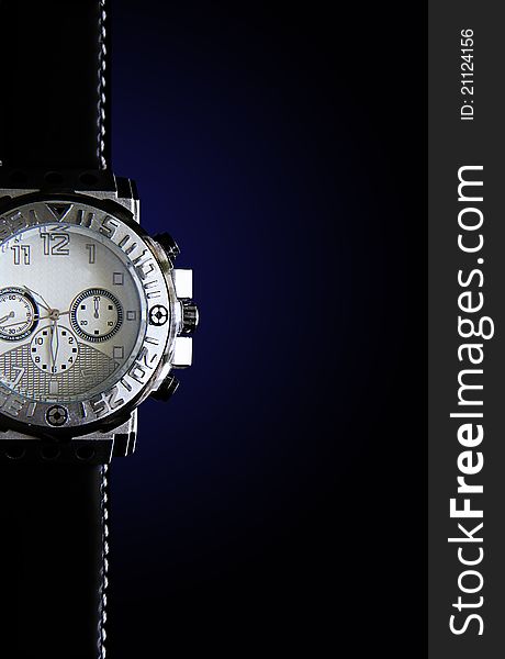 The silver chronograph time luxury equipment. The silver chronograph time luxury equipment