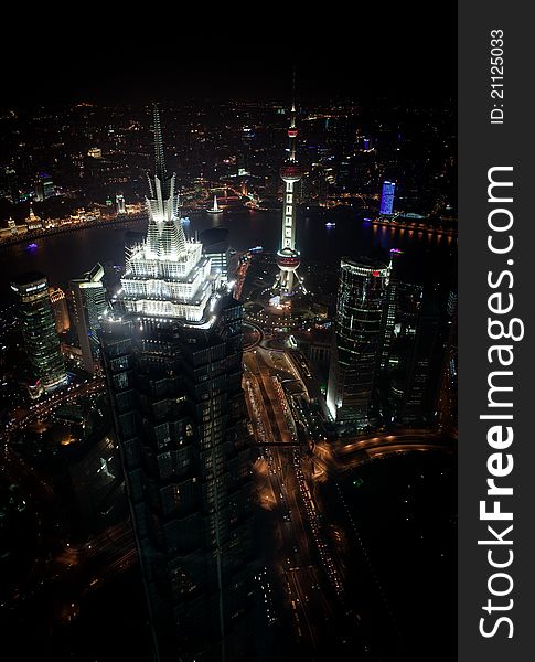 Shanghai City. Viewed from above on a clear night. Shanghai City. Viewed from above on a clear night