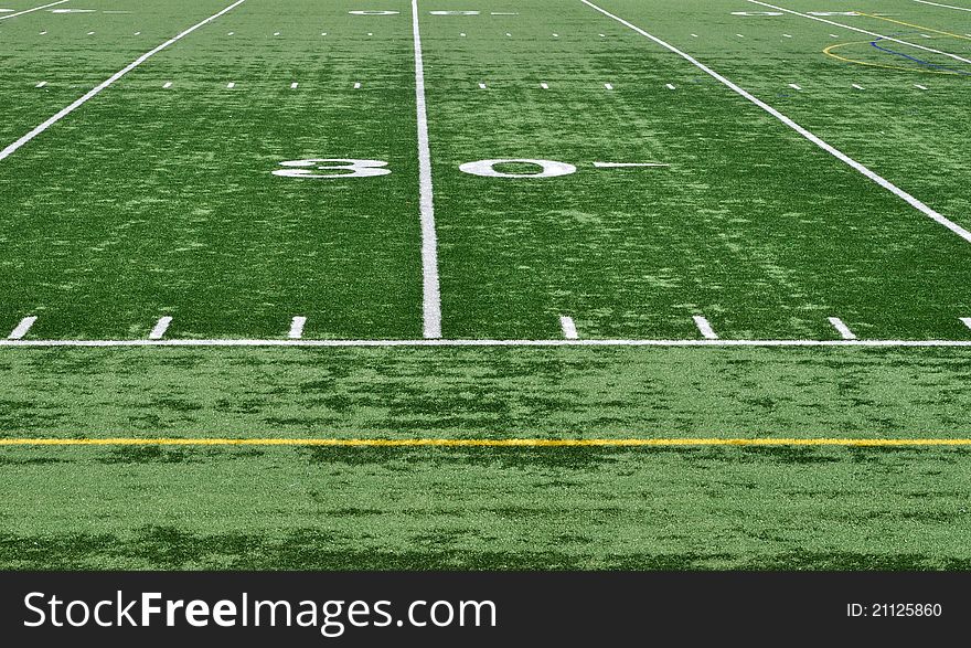 Thirty yard line on north american football field