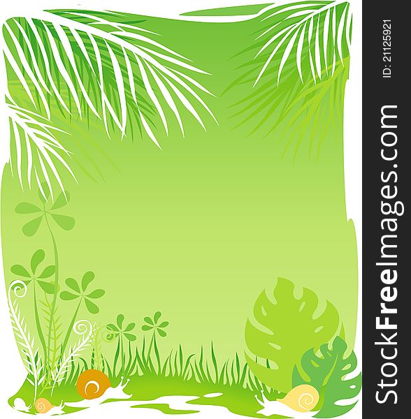 Green rainforest background with copy space on the center