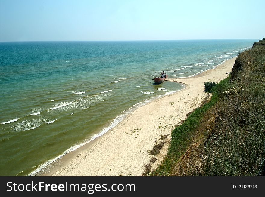 The Ship Thrown Out At Coast Of The Black Sea