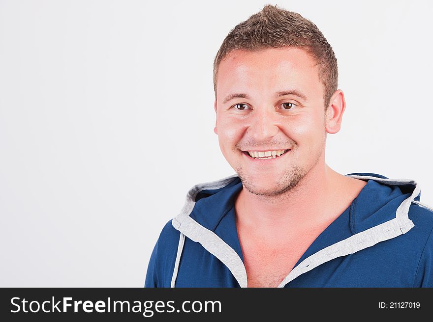 Portrait Of Happy Smiling Man,  On White.