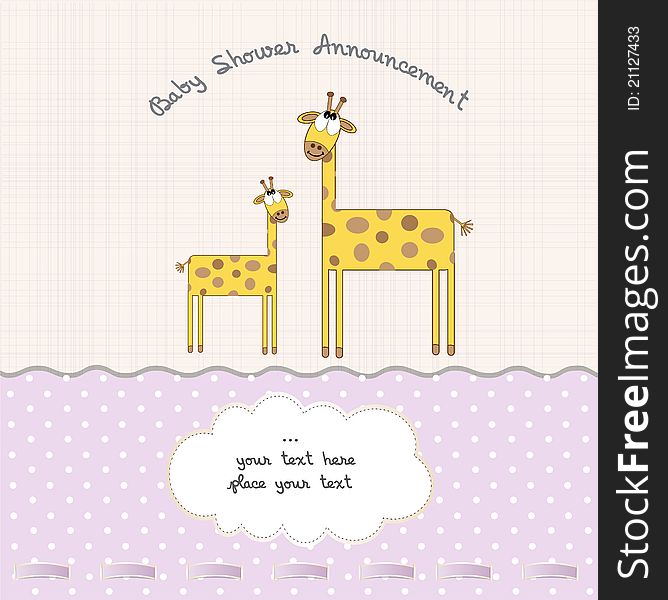 Baby girl shower card with giraffe