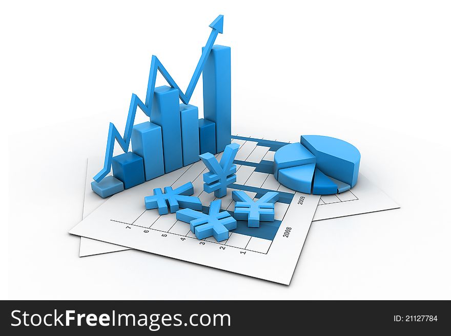 3d illustration of Business graph