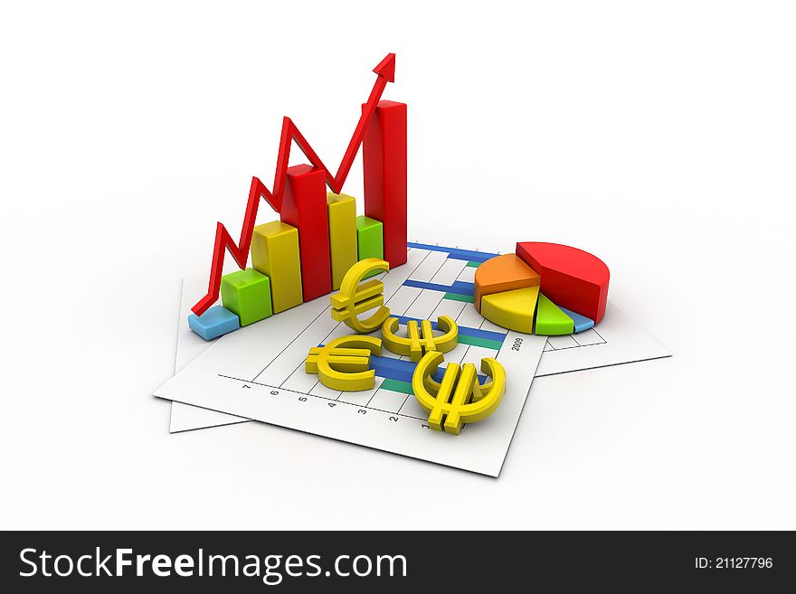 3d illustration of Business graph