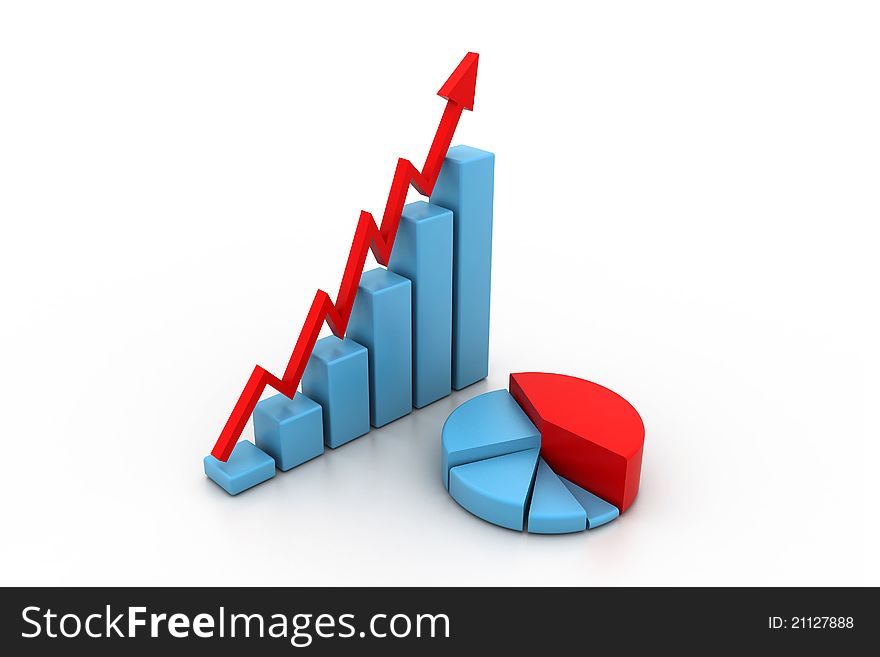 Business graph with pie diagram