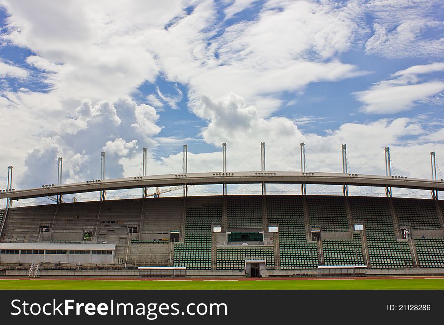 Unfinish building stadium with beautiful sky. Unfinish building stadium with beautiful sky