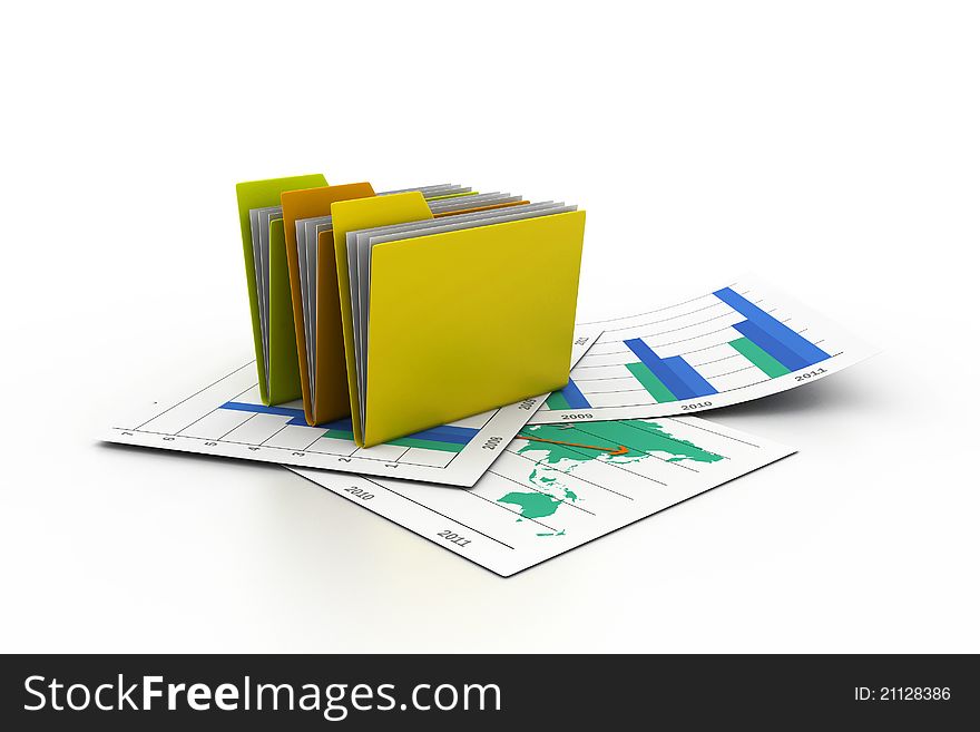 3d illustration of folders in white background. 3d illustration of folders in white background