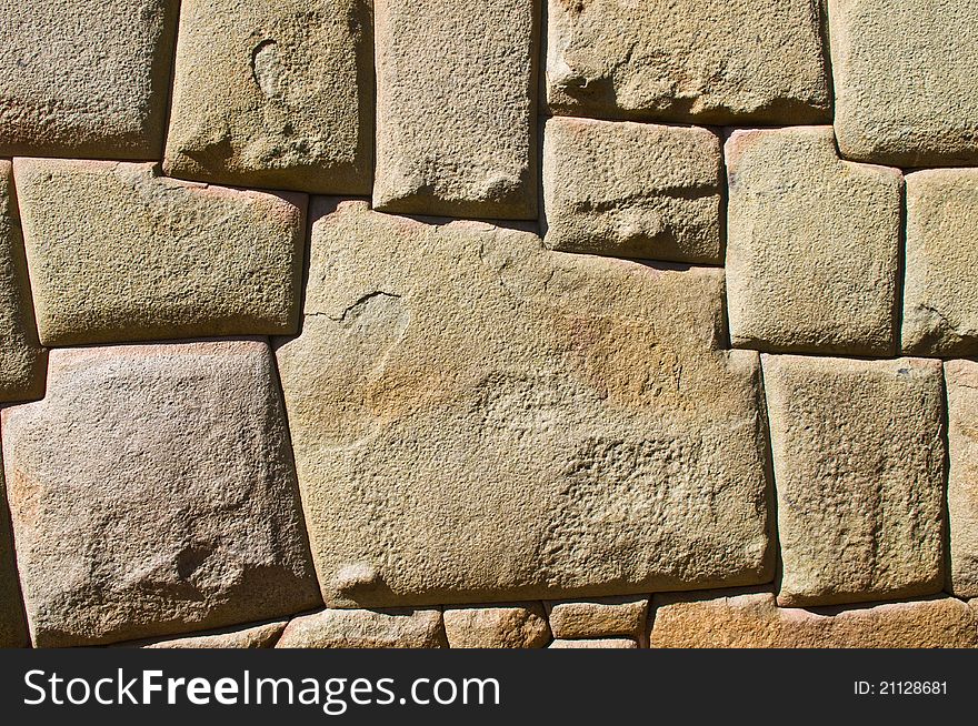 A details on one of the Inca walls in Cusco Peru. A details on one of the Inca walls in Cusco Peru