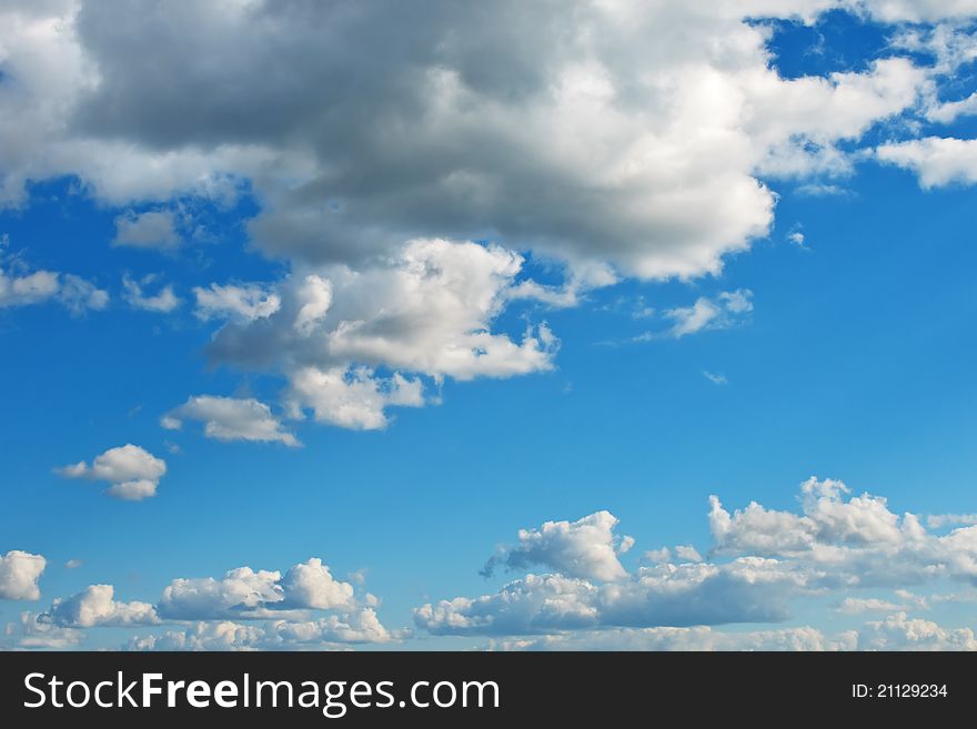 Beautiful summer sky with white cumulus clouds. Beautiful summer sky with white cumulus clouds