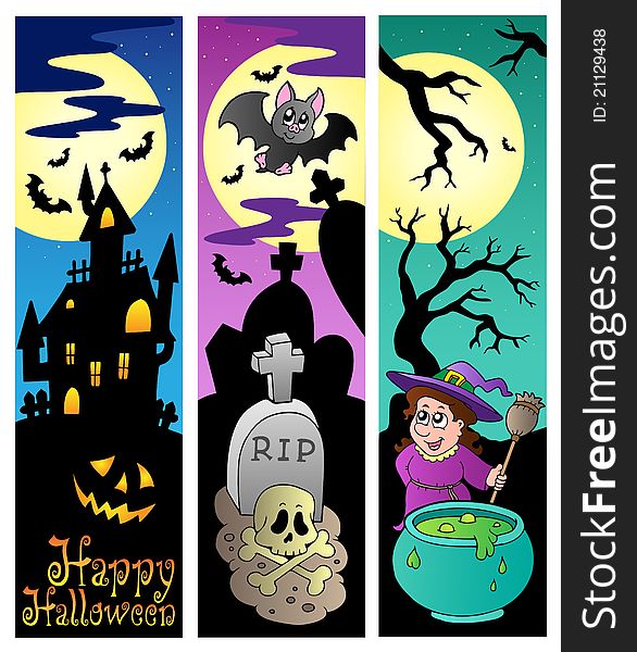 Halloween banners set 6 - vector illustration.