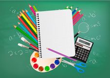 Back To School. Notepad With School Supplies. Royalty Free Stock Photos