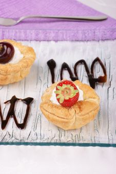 Fruit Tarts With Whipped Cream Stock Photos Fruit Tarts With Whipped Cream Stock Photos