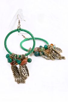 Green Metal Earrings Royalty Free Stock Photography Green Metal Earrings Royalty Free Stock Photography