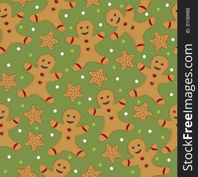 Seamless wallpaper with cookie man