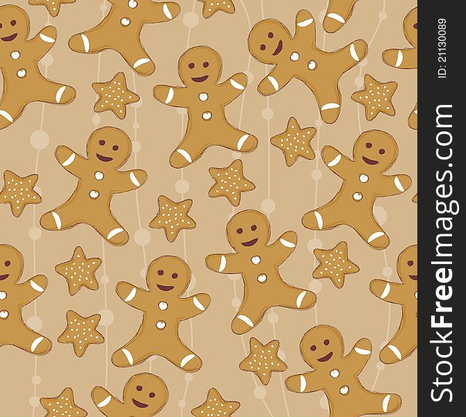 Seamless wallpaper with cookie man