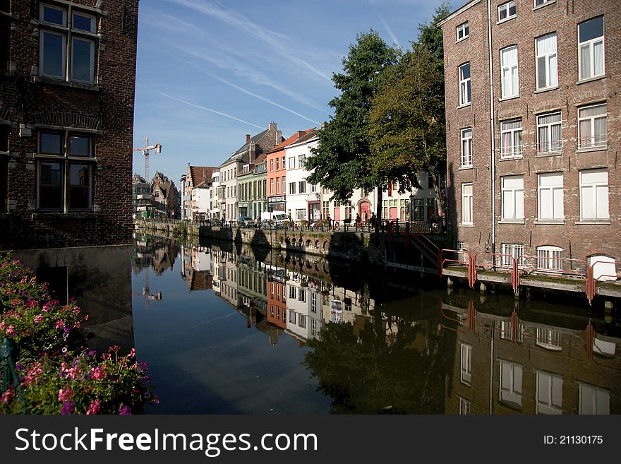 Belgium old city Ghent - architecture, churches and canals. Belgium old city Ghent - architecture, churches and canals