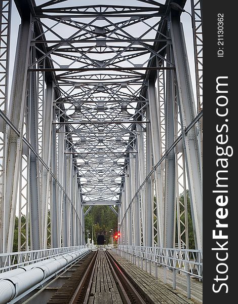 Railway bridge over the lake. Railway bridge over the lake