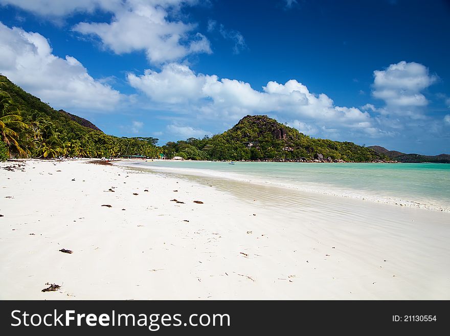 Wide sandy beach Volbert, Praslin, Seychelles Islands. Wide sandy beach Volbert, Praslin, Seychelles Islands