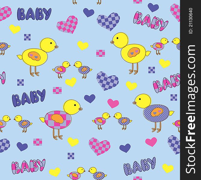 Seamless background with cartoon drawings for baby. EPS10