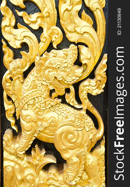 The lion is a lion carved gilded wood in Thai literature. The lion is a lion carved gilded wood in Thai literature