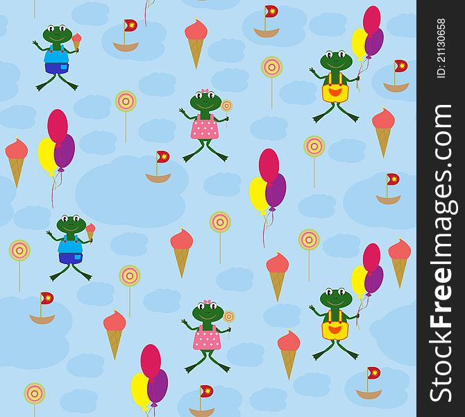 Seamless baby background with cartoon drawings