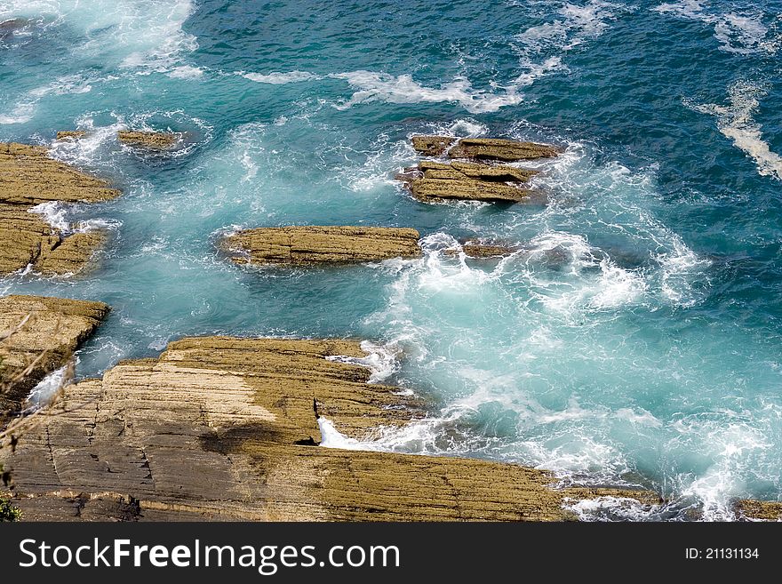 View of a piece of Euskadi rough sea.