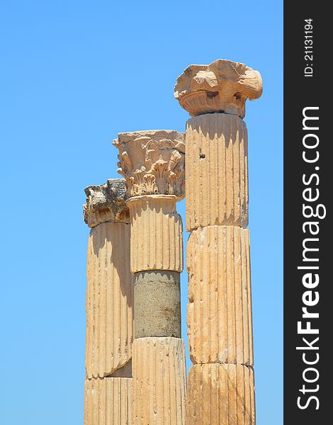 Antique columns in a city in the Efes, Turkey