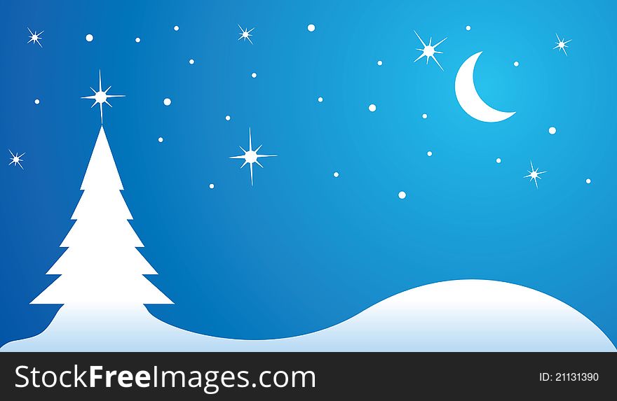 A vector illustration of winter night. A vector illustration of winter night
