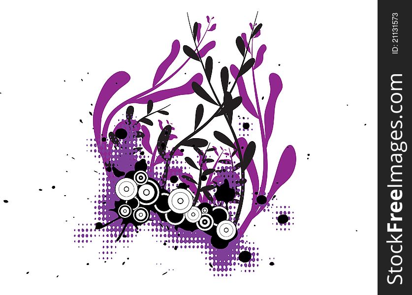 Purple and black floral grunge logo. Purple and black floral grunge logo