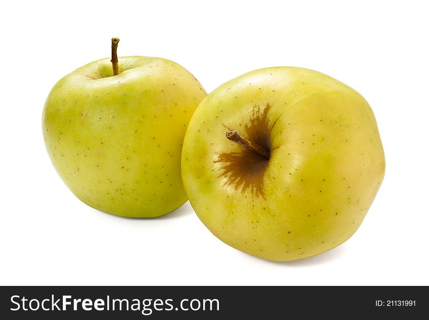 Two apples against white background