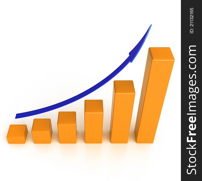 3d growing business graph