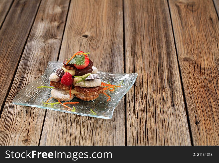 Heap of assorted cookies and vanilla cream. Heap of assorted cookies and vanilla cream