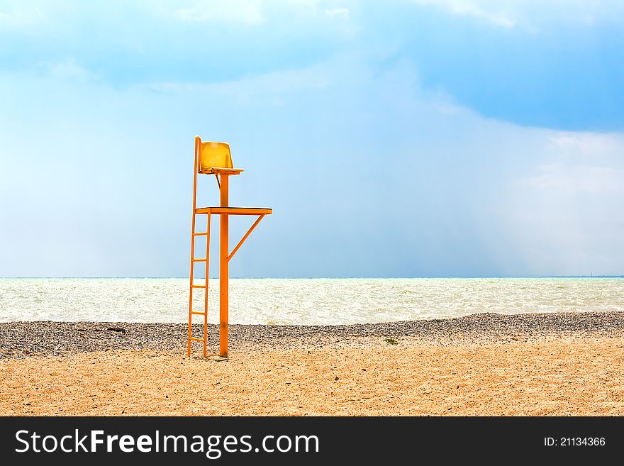 Chair referee in the playground on the beach