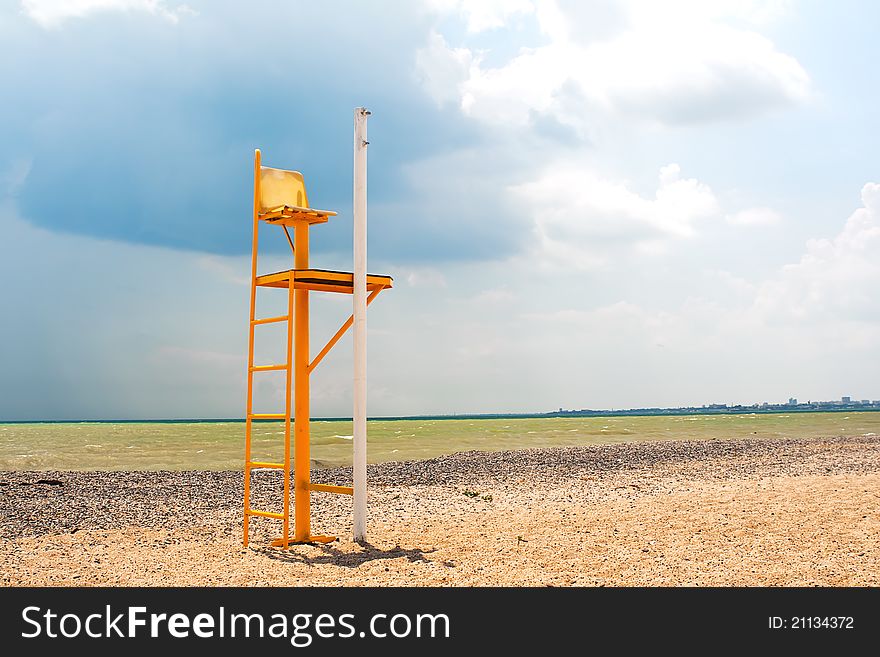 Chair referee in the playground on the beach