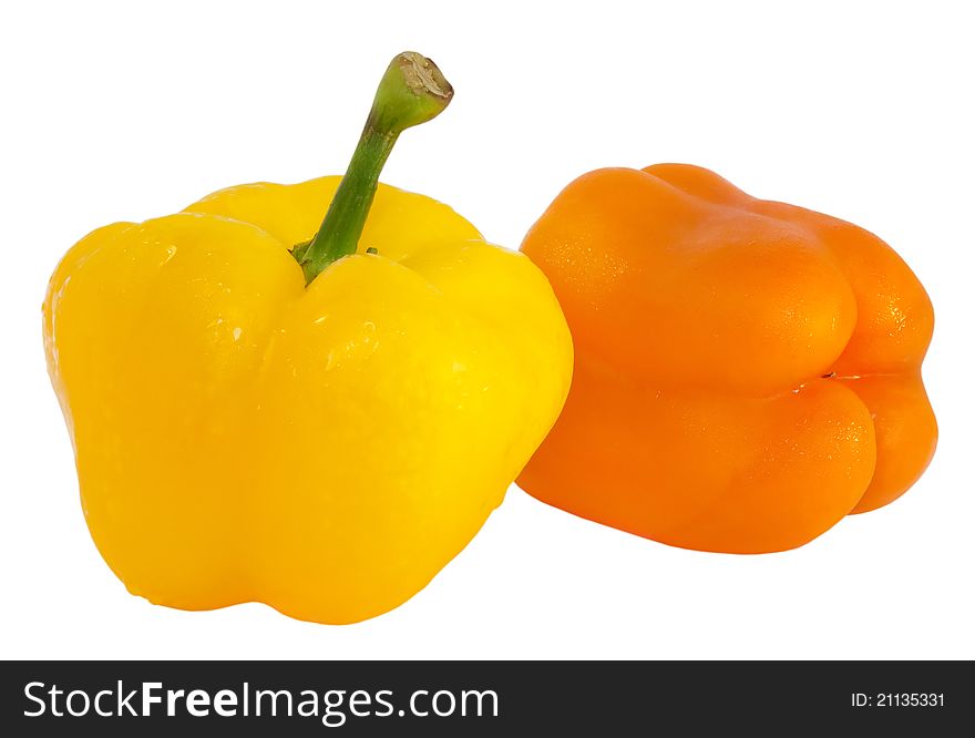 Two peppers -  yellow and orange isolated