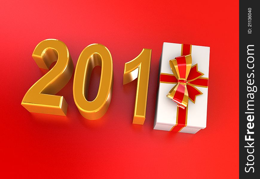 New Years gift 2012 on red background.