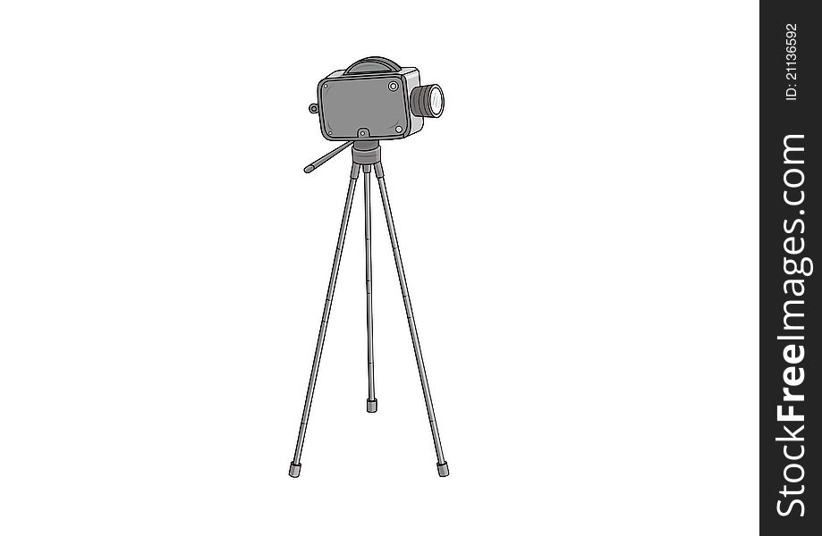 Old movie camera on tripod