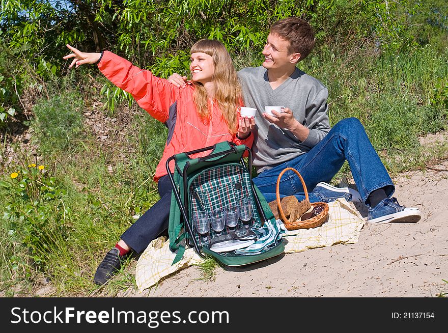 Married couple (in love) on a picnic. Married couple (in love) on a picnic