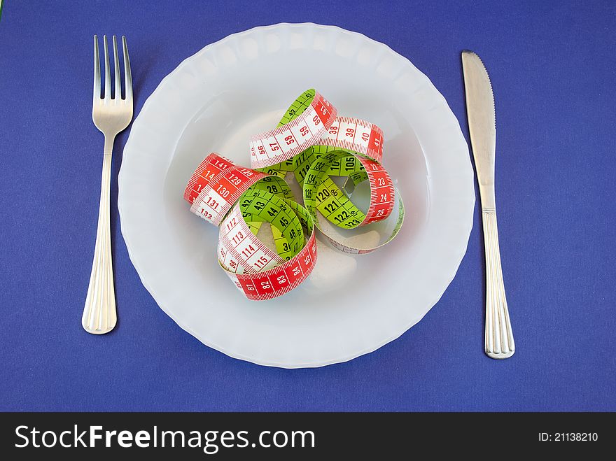 Plate with metric tape studio photography