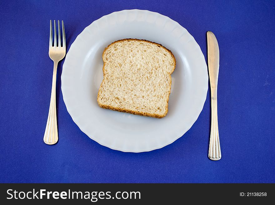 Plate with black bread slice studio photography