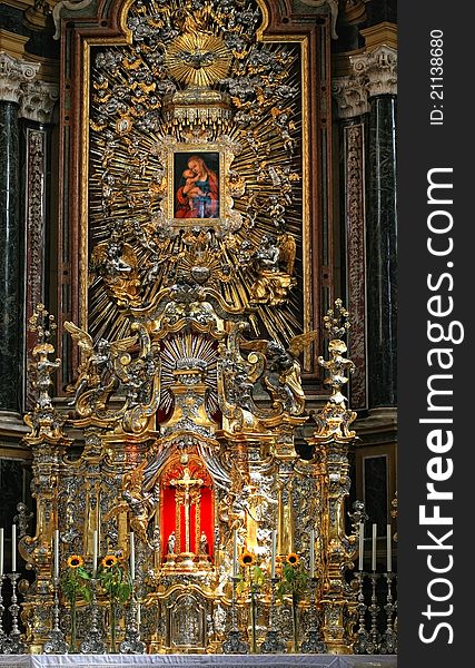 Inside of the church of Innsbruck in Austria