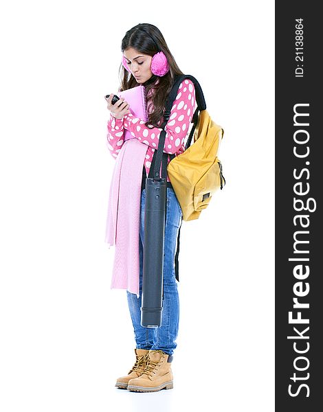 Student young girl ready to go to school