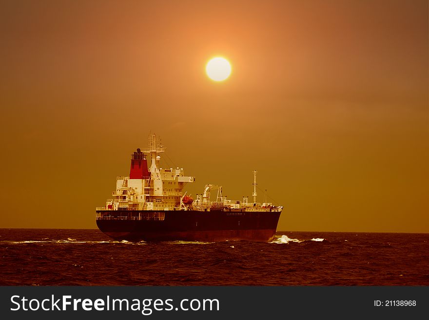 Petrol tanker in open waters