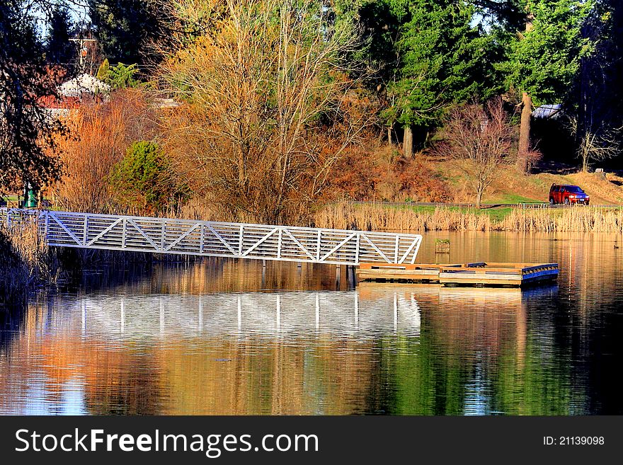 Fishing Dock Reflections In HDR