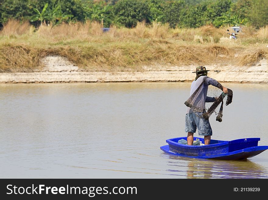 Thai fishermen and boats. fishermen