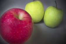 Two Green Apples One Red Stock Image Two Green Apples One Red Stock Image