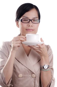 Asian Woman Drinking Coffee Royalty Free Stock Photography Asian Woman Drinking Coffee Royalty Free Stock Photography