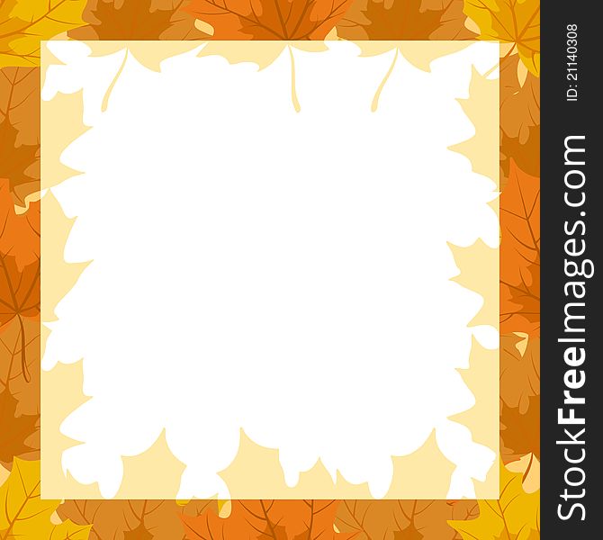 Seamless background from autumn maple leaves. The frame of autumn maple leaves