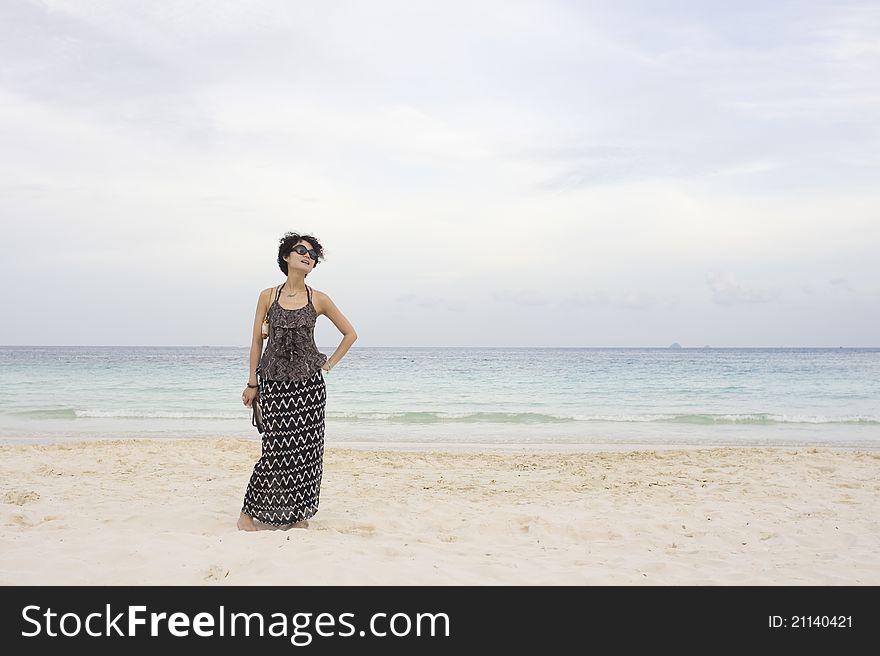 Chinese Girl On Beach